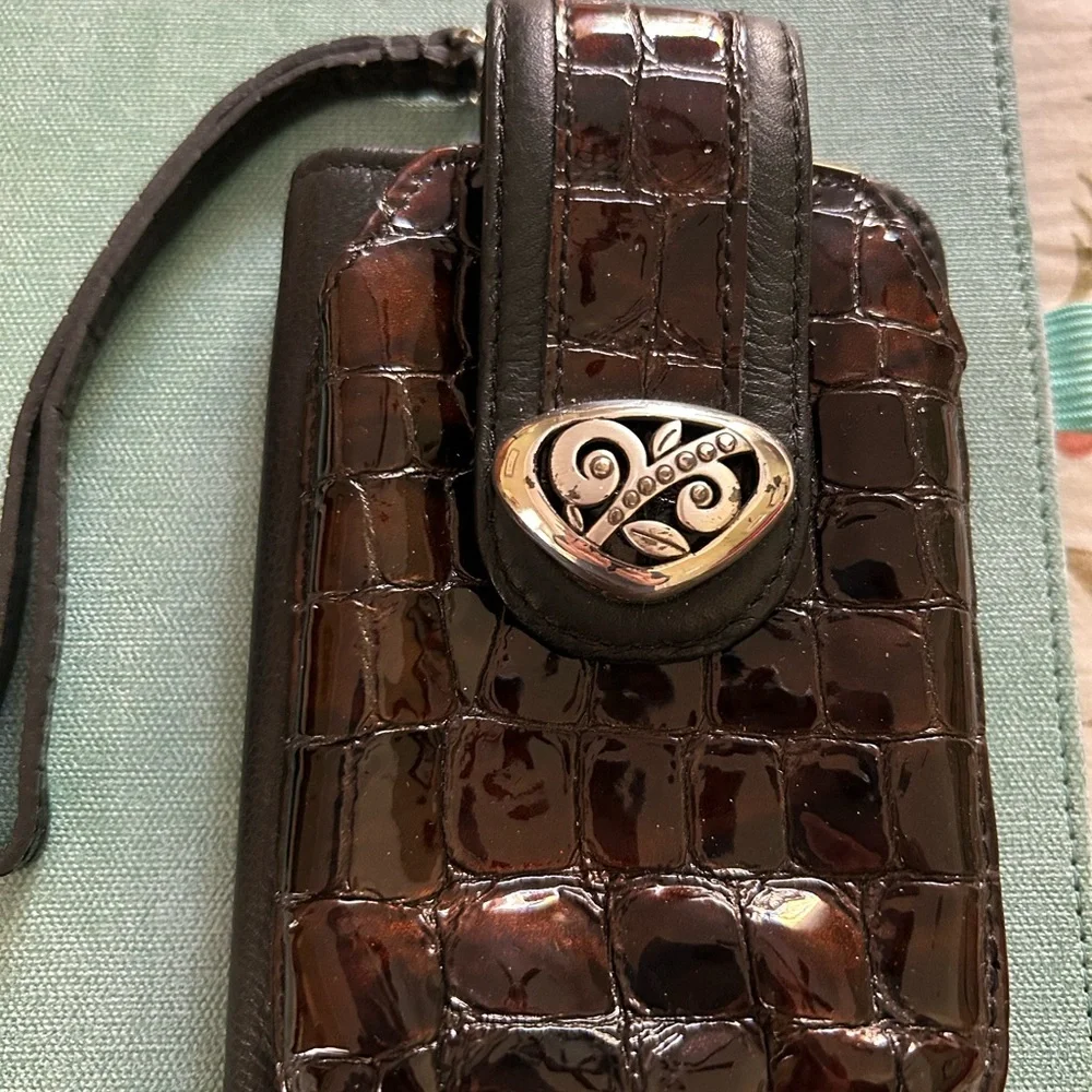 Elegant Black and Brown Brighton Leather Phone Case and Wallet